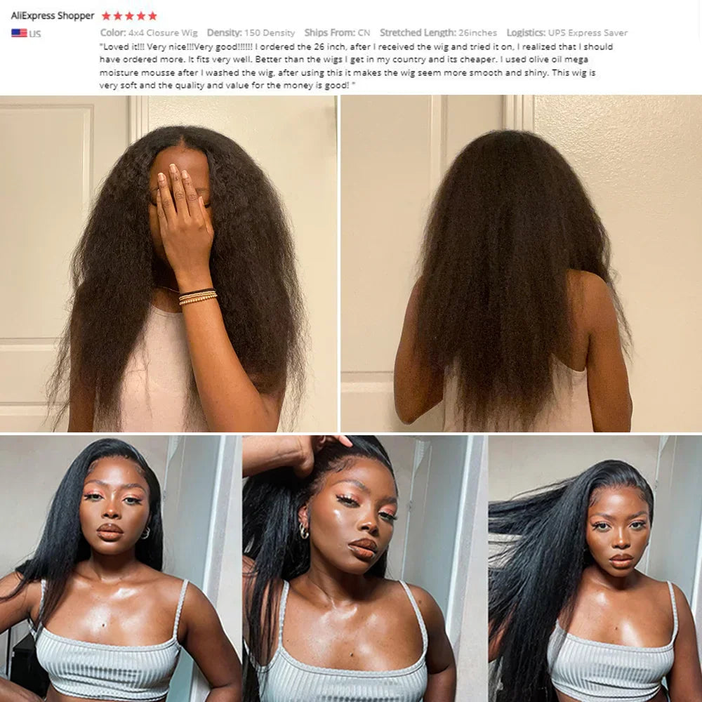 30 32 Inch 13X4 Yaki Kinky Straight Lace