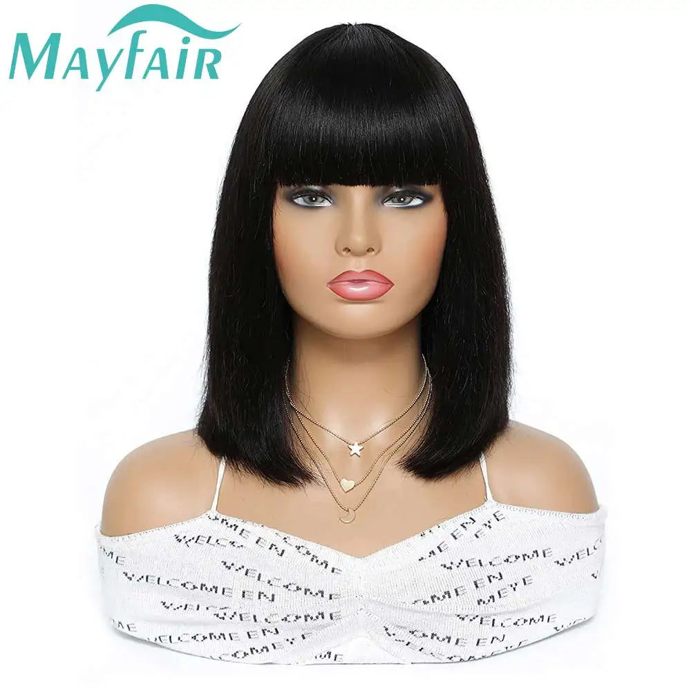 100% Human Hair Wigs Straight Hair With Bang