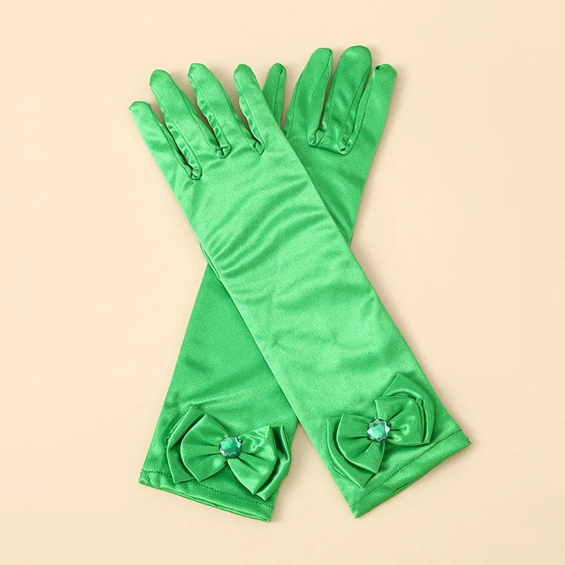 1 Pair Bow Satin Gloves for Kids - Stage Dance & Wedding Accessories