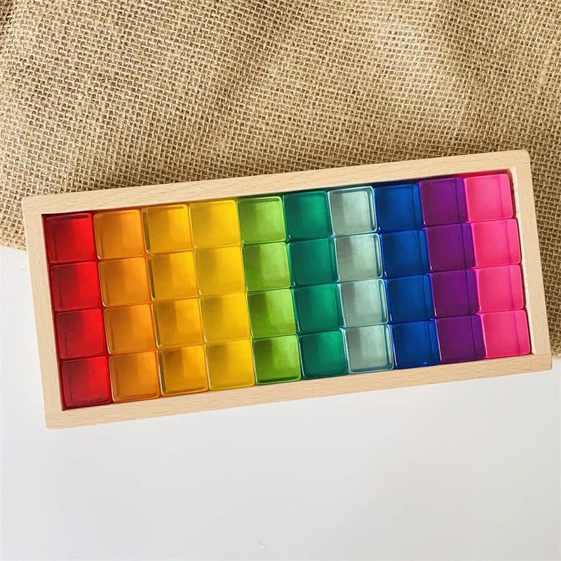 Acrylic Cubes Rainbow Gem Blocks Transparent Stacking Toys