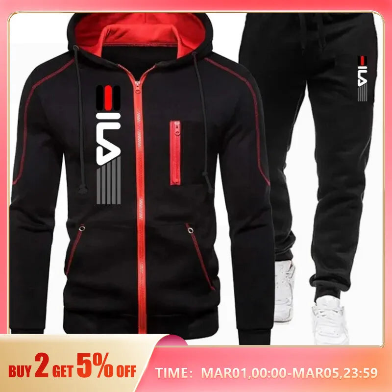 Men's Vertical Zipper Print Suit Sports Zipper Cardigan