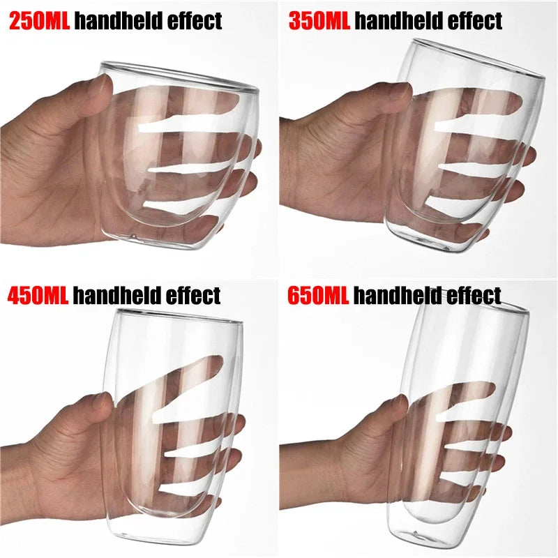 Double Wall High Borosilicate Glass Mug Heat Resistant
