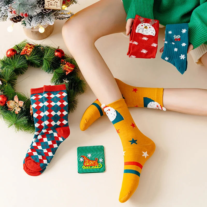 4 Pairs/Lot Children Girls Socks Christmas Socks For