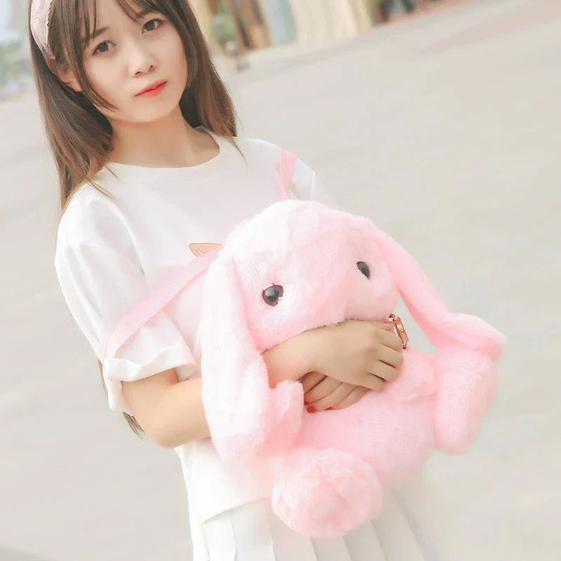 Cute Furry Rabbit Plush Doll Backpack Stuffed Kids