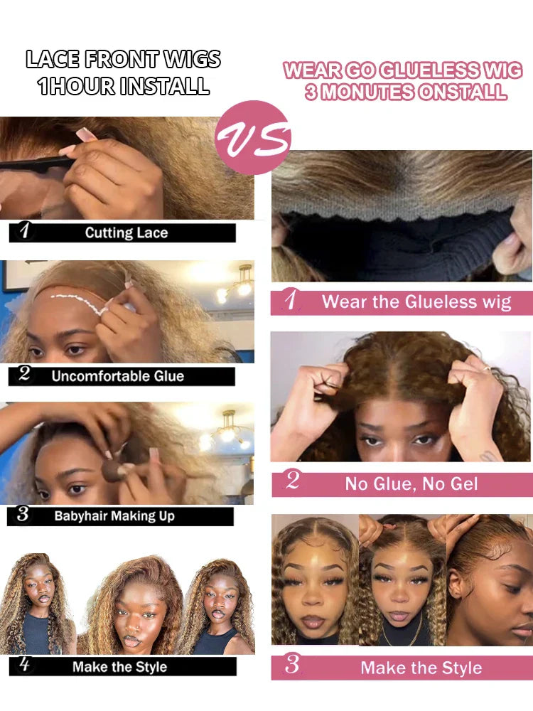 Highlight Ombre Curly 7x5 Glueless Wig Human Hair