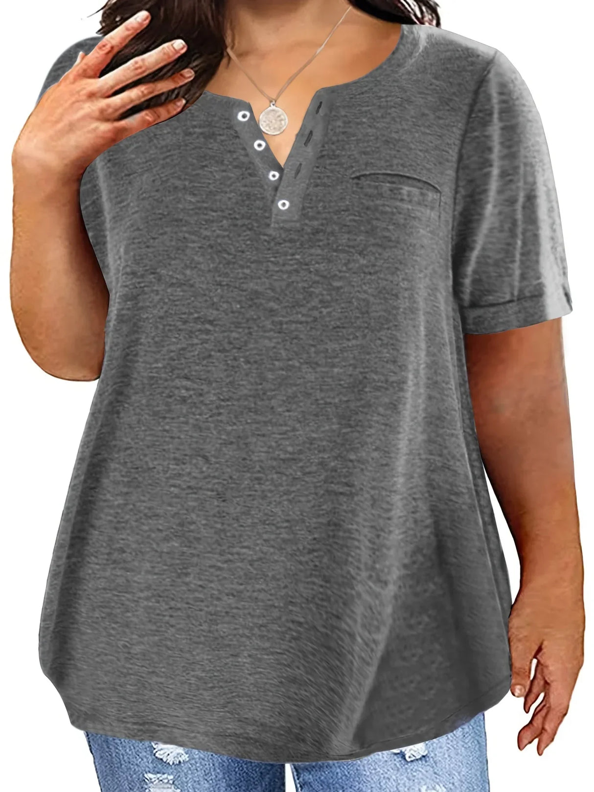 Spring and Summer New Style Top Vneck Short