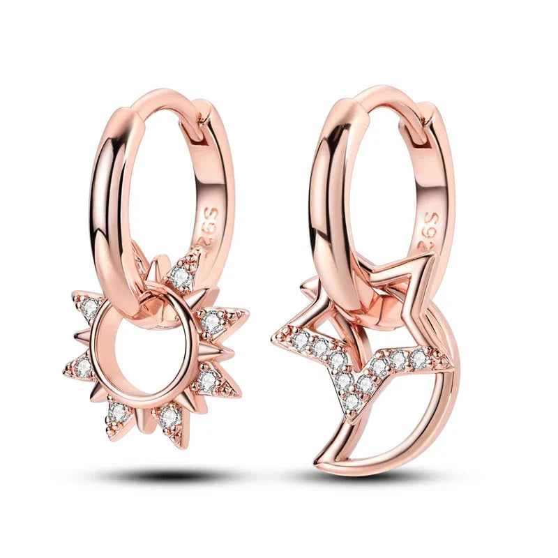 Rose Gold Hoop Earrings For Women 925 Silver