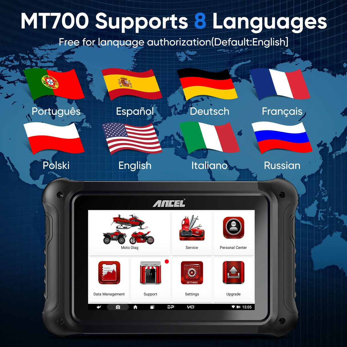 ANCEL MT700 OBD2 Motorcycle Scanner Full System Diagnostic