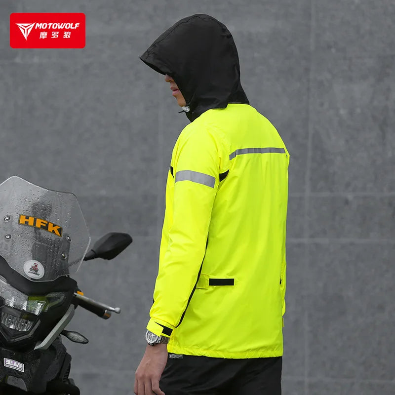 Motowolf Motorcycle Riding Raincoat Split Waterproof Outdoor Rain Pants Suit Rain Suit Reflective Motorcycle Rain Gear