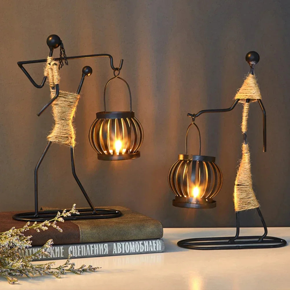 Nordic Metal Candlestick Abstract Character Sculpture Candle Holder