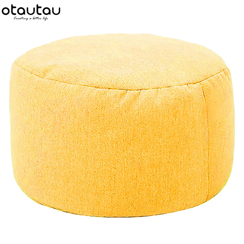 OTAUTAU Round Stool D30cm*H20cm Linen Bean Bag Ottoman