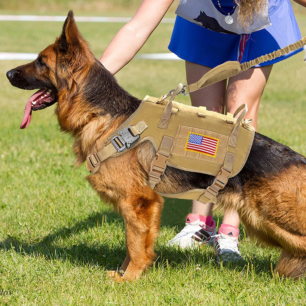 Tactical Military Dog Harness Collar Leash Set Durable