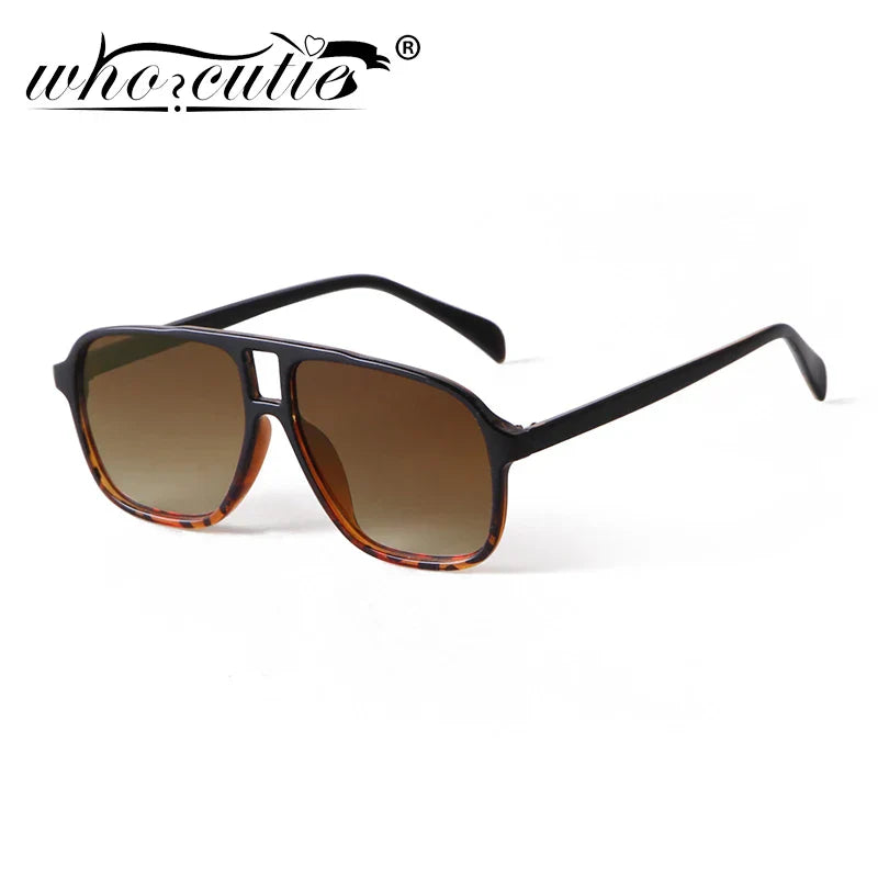 WHO CUTIE 2021 New Leopard Oversized Sunglasses Women