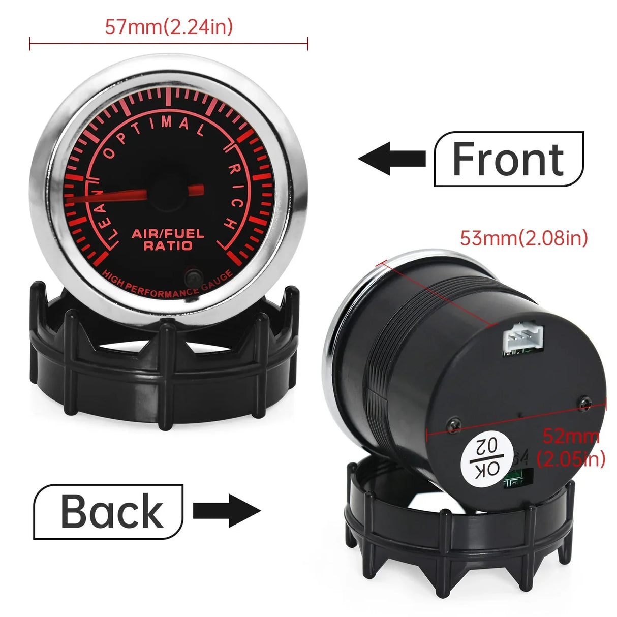 52mm Digital Air Fuel Ratio Gauge with O2 Sensor - 7 Color Backlight