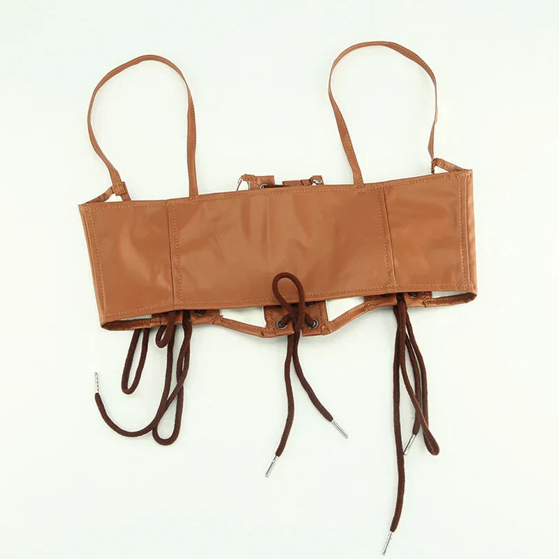 Punk Wide Waist Belt PU Leather Corset for