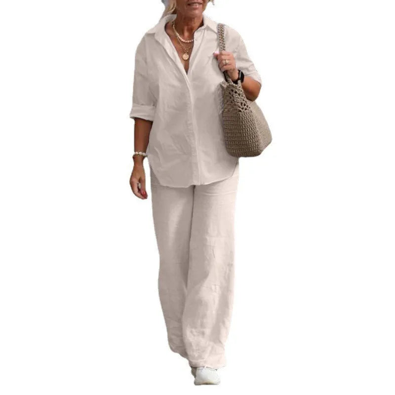2023 Long-sleeved Shirt Casual Wide-leg Pants Suit 2