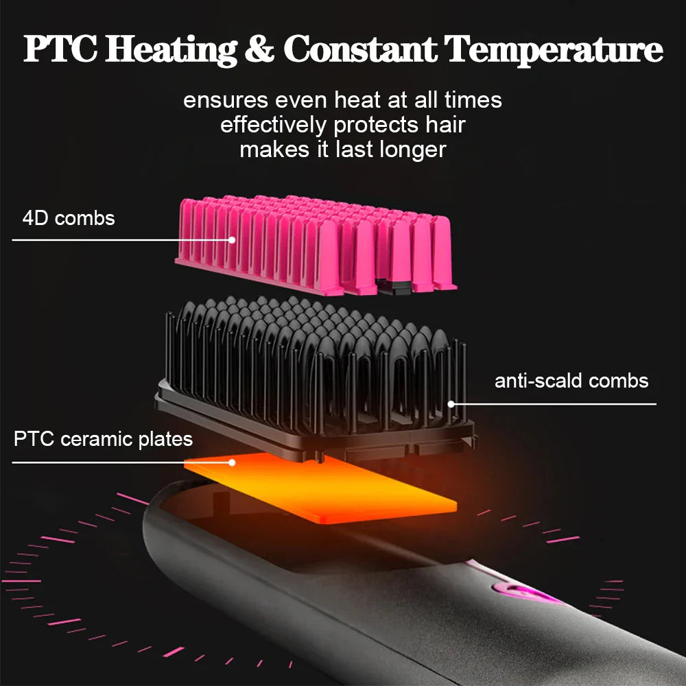Electric Hair Brushes Wireless Hair Straightener Brush for