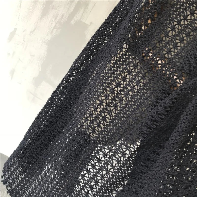 Hollow Woven Fabric Curtain Home Textile Plaid Fabric