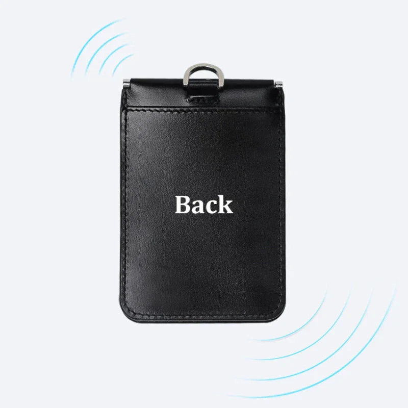 High Quality Genuine Leather ID Badge Holder Access Control Card Holders with Neck Lanyard Office Worker Magnet Hasp Campus Card