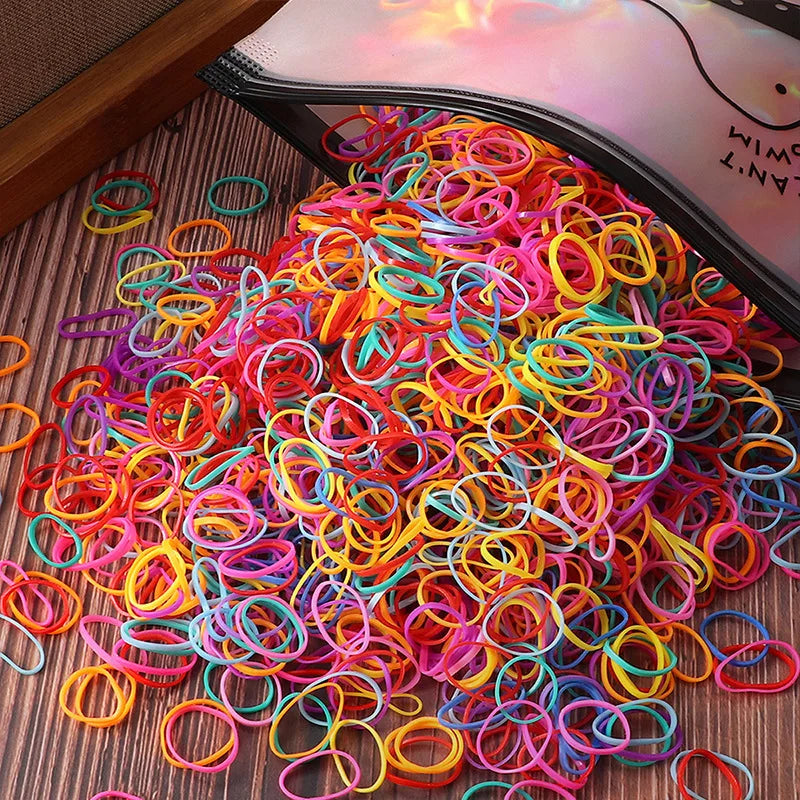 1000pcs Girls Colourful Disposable Rubber Band Elastic Hair