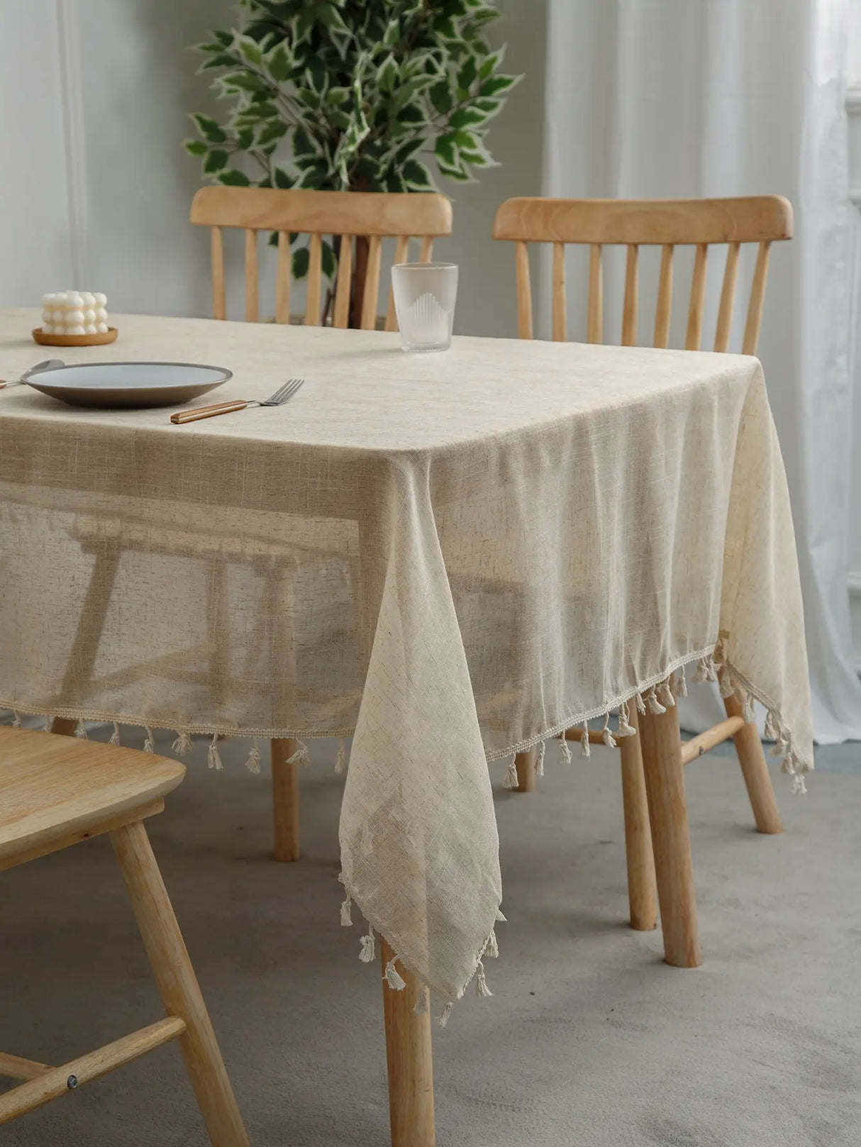 Linen Table Cloth for Rectangle Tables, Washable French