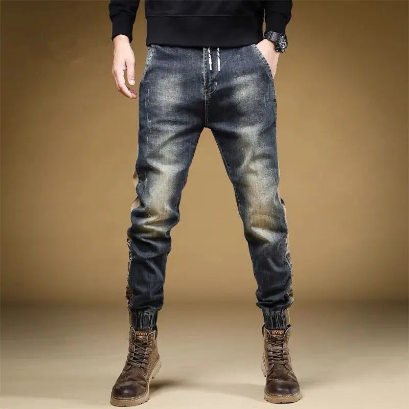 Trousers with Print Stretch Male Cowboy Pants Elastic