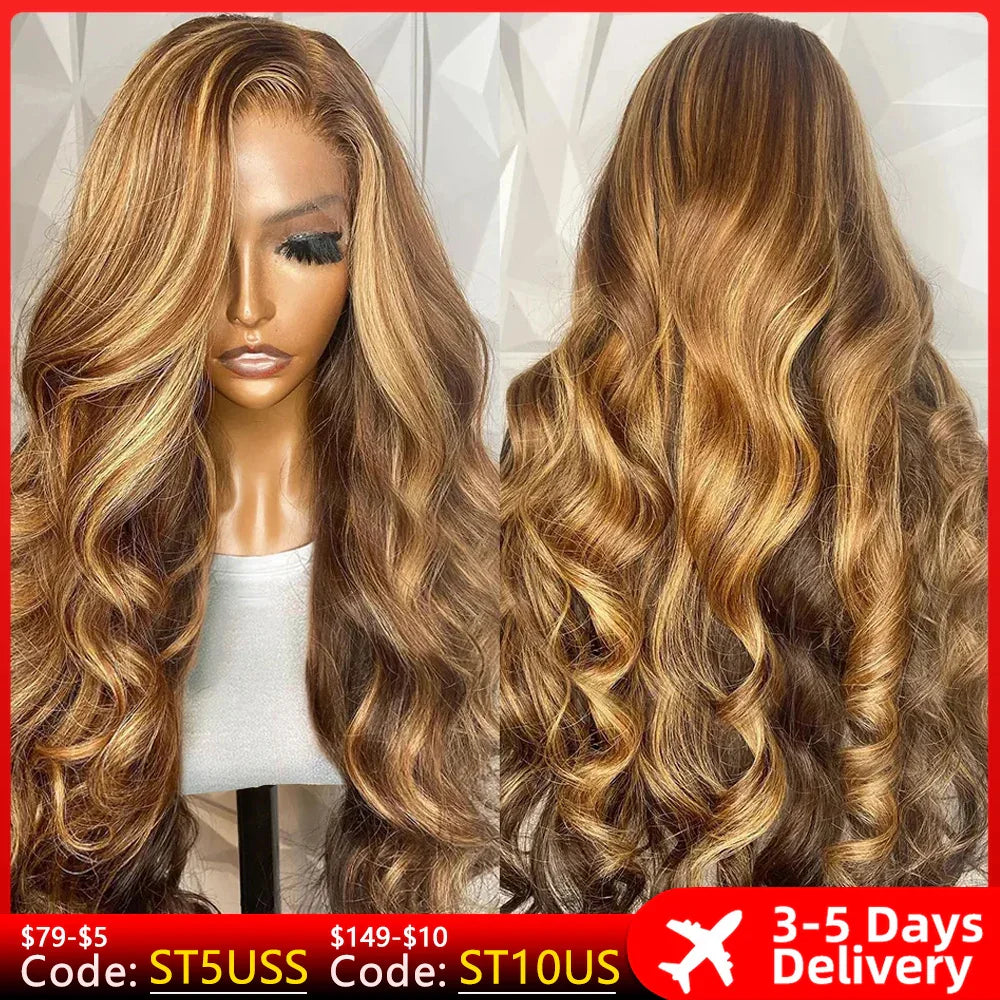 13x6 Hd Highlight Wig Human Hair Ombre Honey