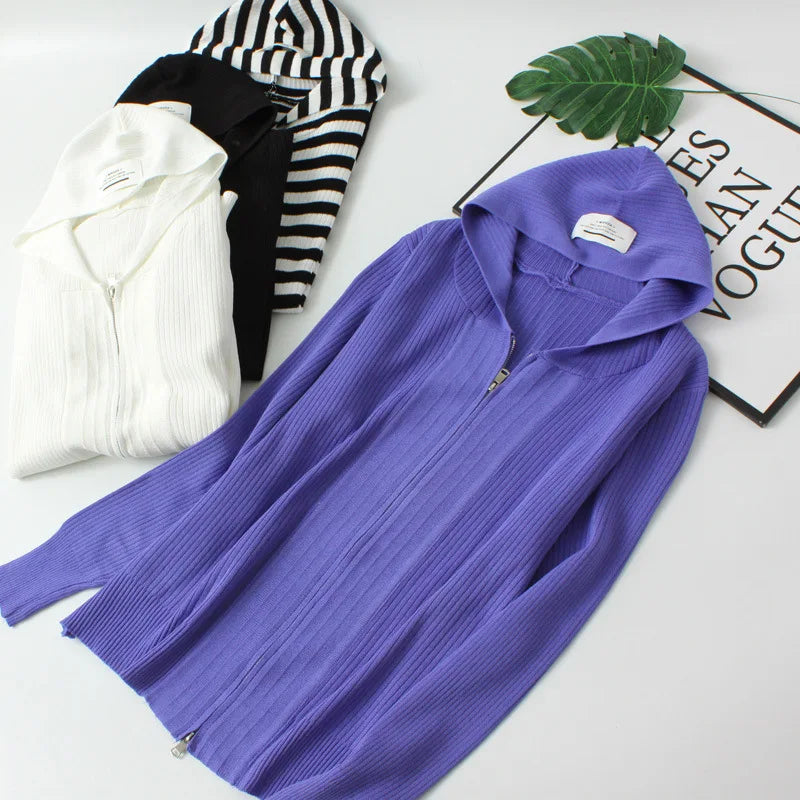 Plus Size Cardigan Women 2023 Spring Summer Zipper