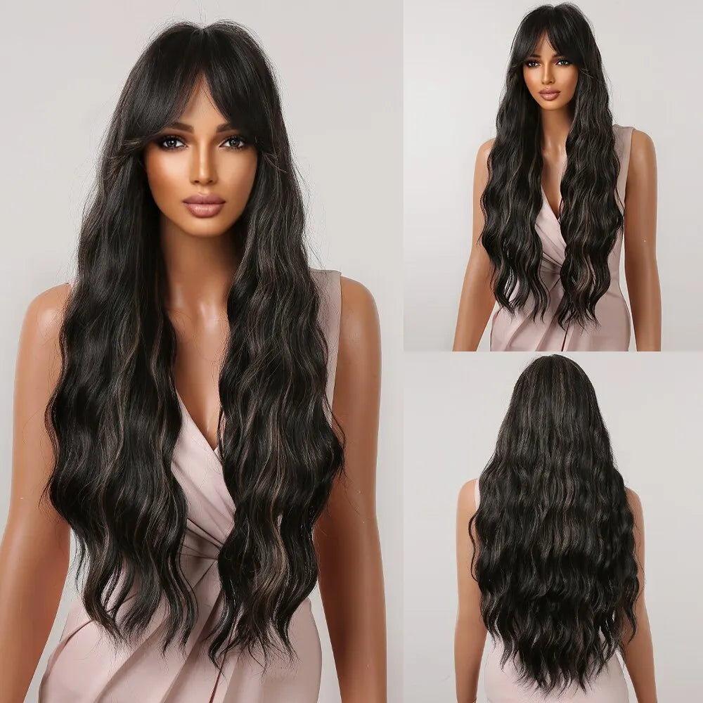 Ginger Curly Synthetic Wigs for Women Long Natural