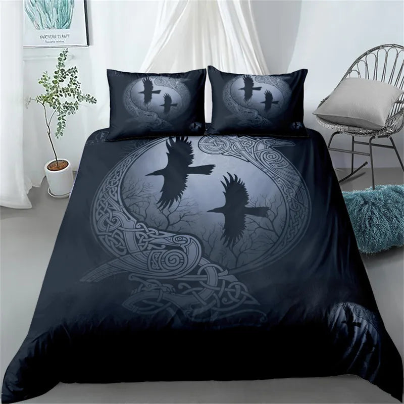 Vikings Duvet Cover Scandinavian Culture Print Bedding Set