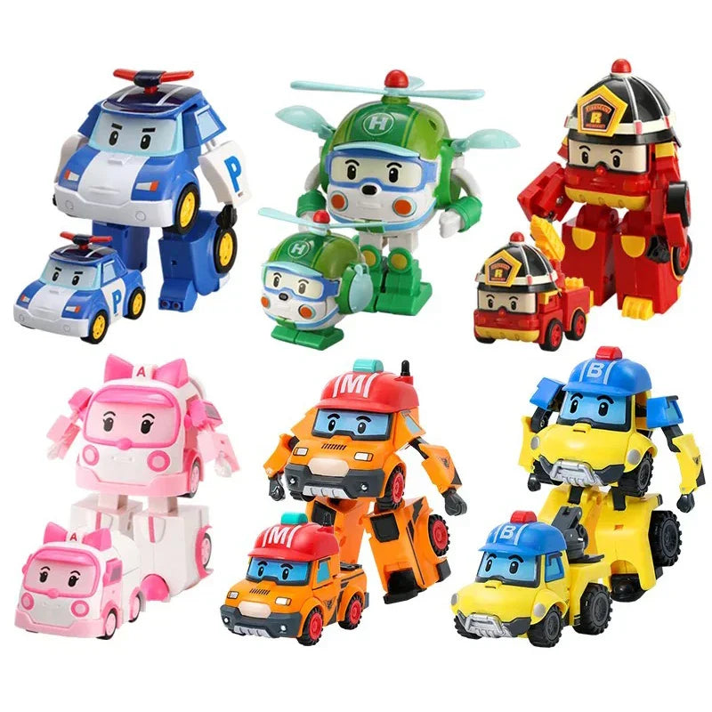 Set of 6 Pcs Poli Car Kids Robot