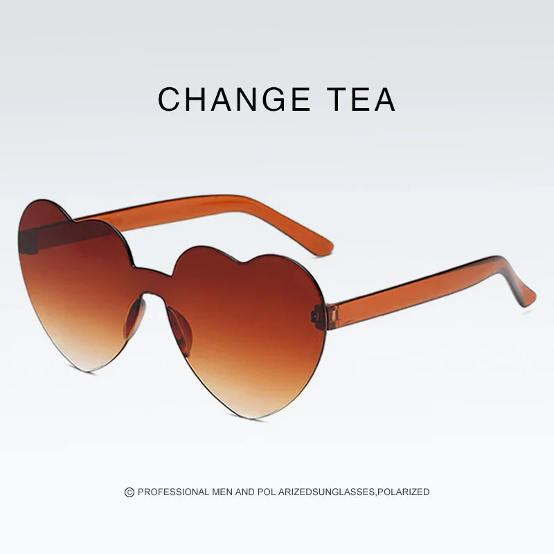New Color Sunglasses Love Heart Lens Sun Glasses for Women Girl’s Fashion Shades Eyewear Trendy Transparent Candy Sunglasses