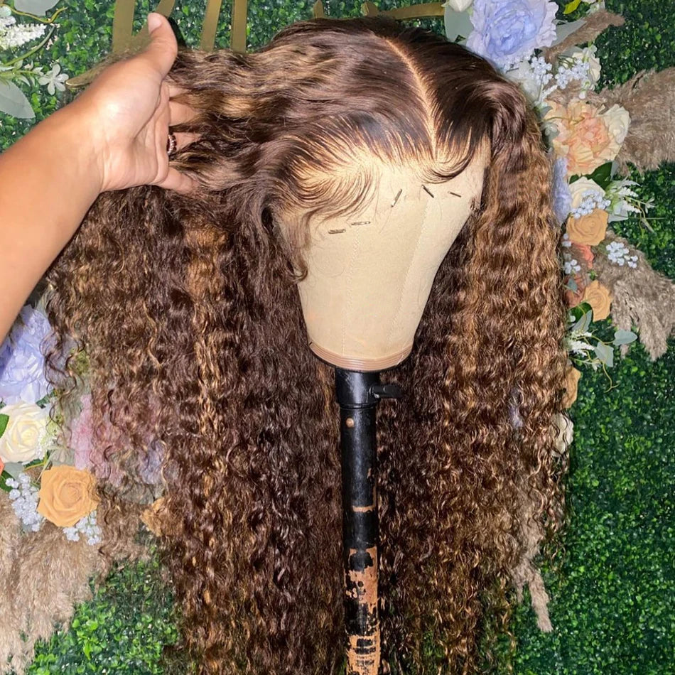 Water Wave 34inch Highlight Ombre Human Hair Wigs