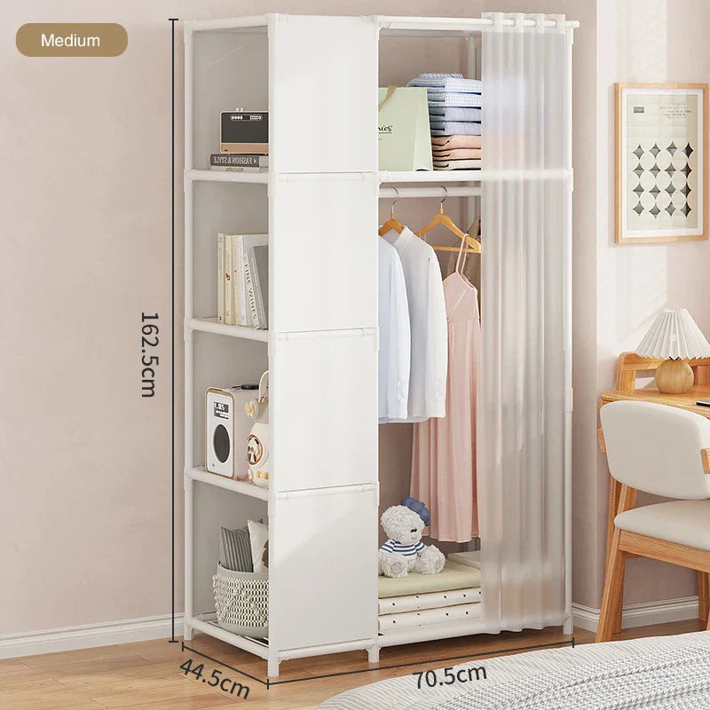수납장 Clothes Toys Storage Locker,Home Dustproof Wardrobe,Dormitory Steel Frame Reinforced Combination Storage Rack,Simple Cabinet