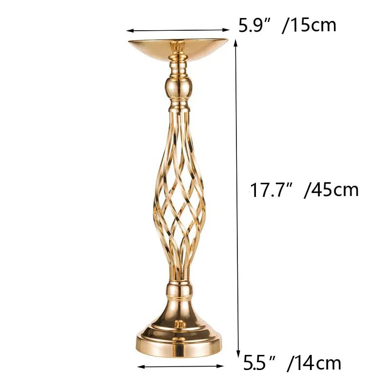 Table Candle Holder Arrangement Gold Iron Vase Twisted