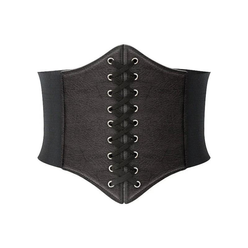 Punk Wide Waist Belt PU Leather Corset for