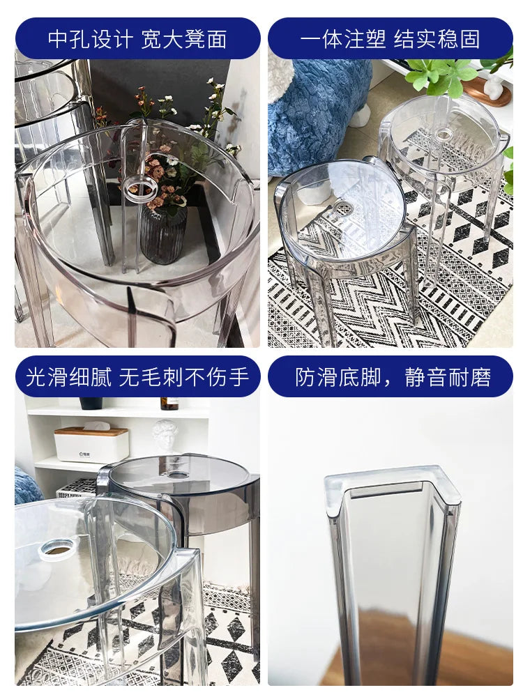 Transparent Plastic Stool Household Thickened Acrylic High Stool