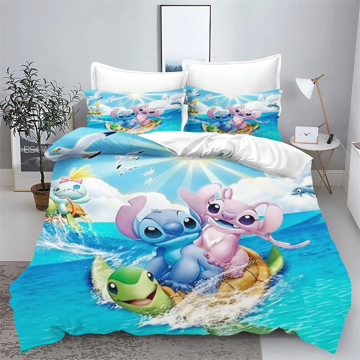 Stitch Bedding Set Cute Printed Cartoon Quilt Cover