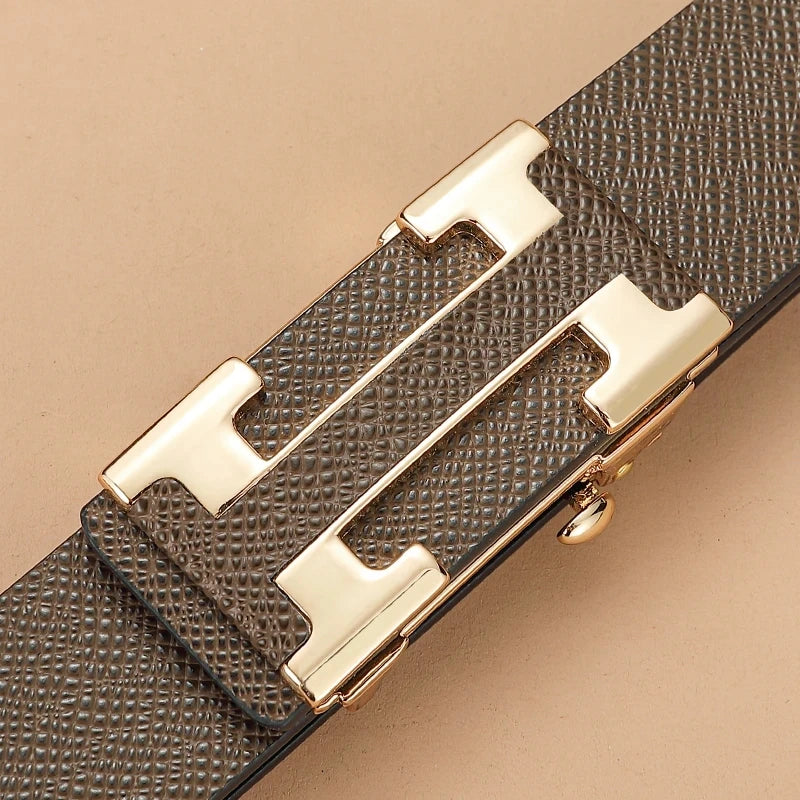 3.4cm Wide Automatic Metal Buckle Belt For Men