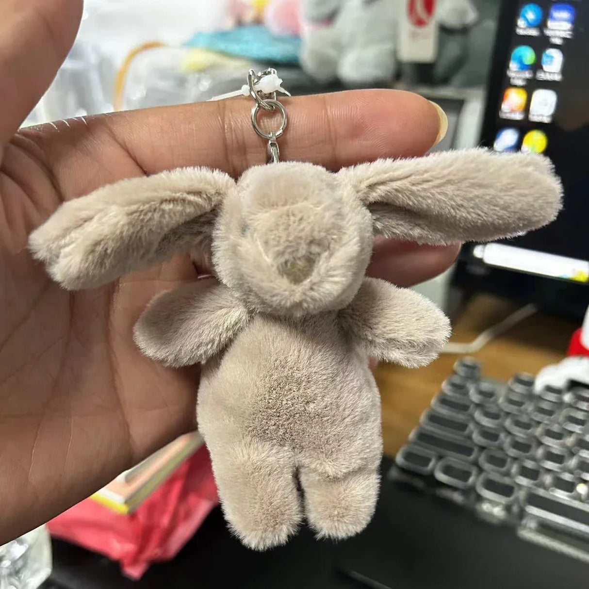 Stuffed Animals Cute Cartoon Rabbit Keychain Love Pompom