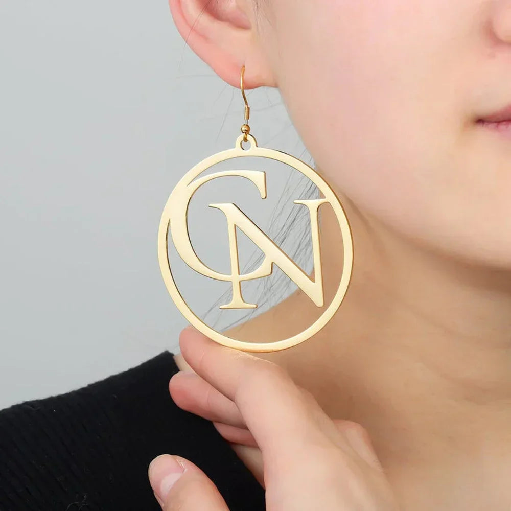 Personalized Hoop Earrings for Women Custom Name Initials