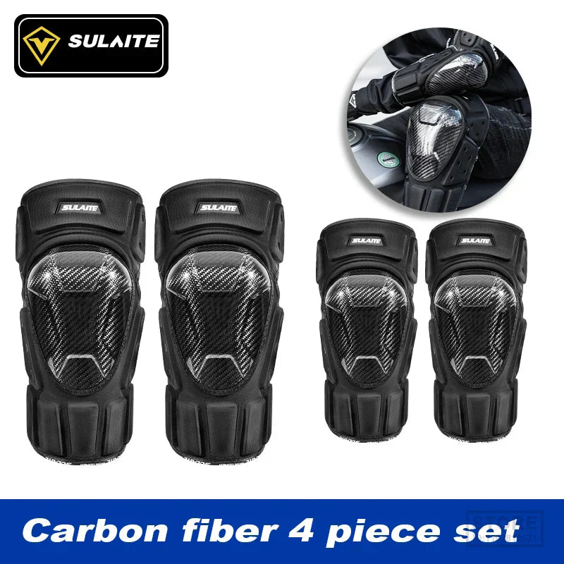 SULAITE Motorcycle Knee Pads Carbon Fiber Anti-fall Protective Gear Windproof Warm Leg Protection Motocross Off-road Equipment