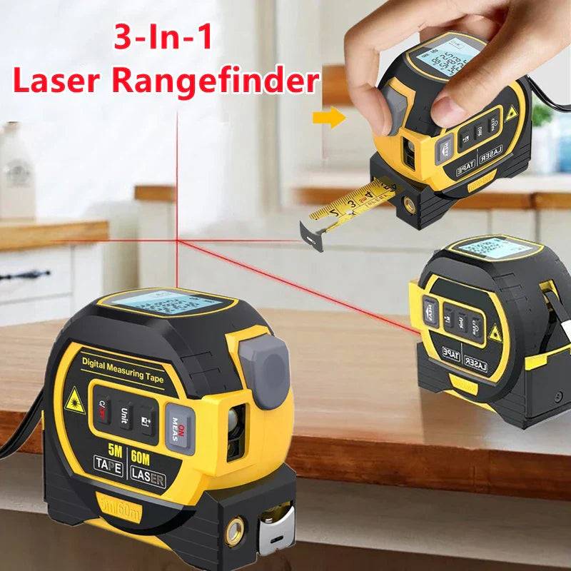 3In1 Laser Tape Measure Laser Rangefinder 60cm Accurate