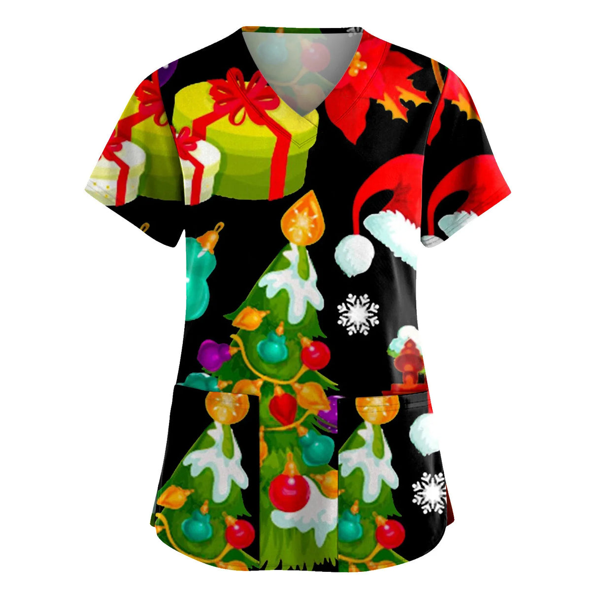 Christmas Cartoon print spa uniform beauty salon Pet