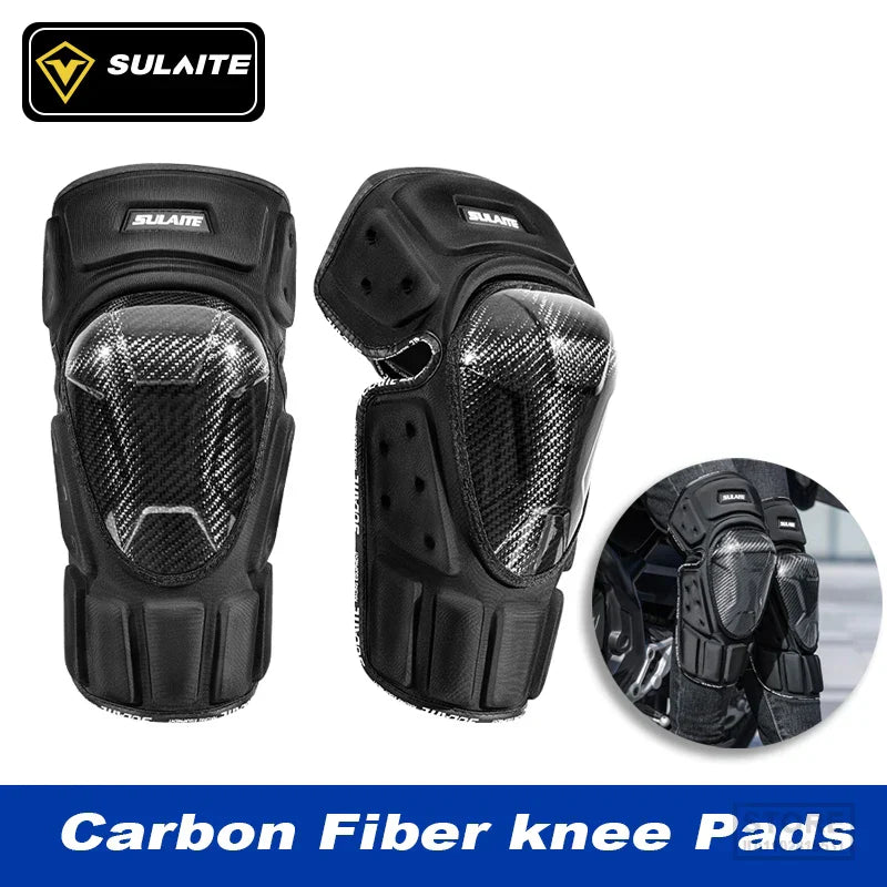 SULAITE Motorcycle Knee Pads Carbon Fiber Anti-fall Protective Gear Windproof Warm Leg Protection Motocross Off-road Equipment