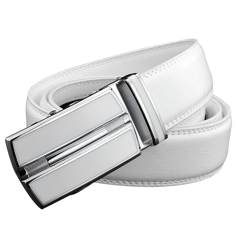 Elegant White Color Men Women Unisex Leather Belt