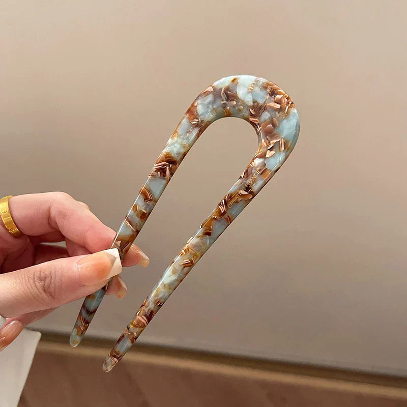 Trendy U-Shaped Acetic Acid Hairpin Girls Hair Fork