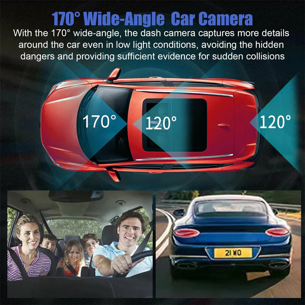 3 Channel Dash Cam Video Recorder Three Lens