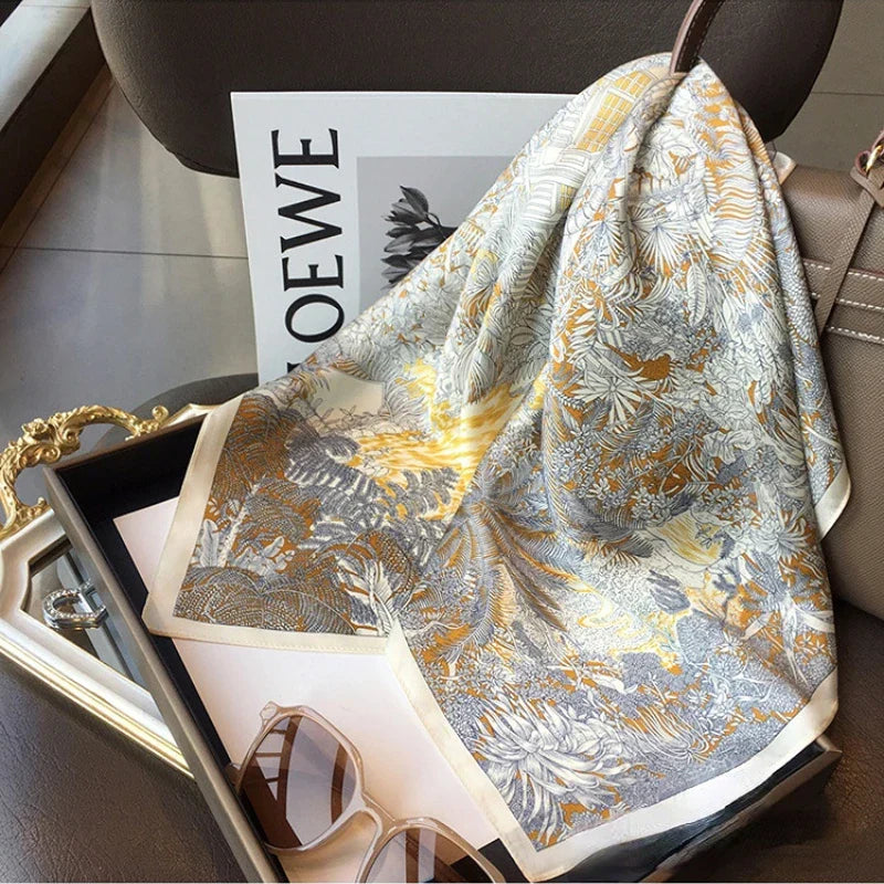 100% Silk Scarf Women Hijab Female Luxury Brand