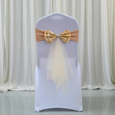 Spandex Lycra Chair Band Back Satin Bow Swag